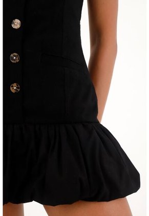 Tennis Vestido Corto Negro Con Falda Globo Para Mujer