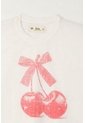 Camiseta Básica Con Estampado De Cerezas Crudo Para Niña de Tennis