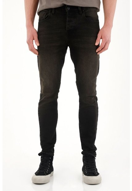 Tennis Jean Super Skinny De Tiro Medio Negro Para Hombre