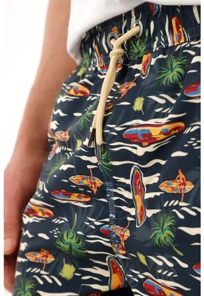 Tennis Pantaloneta De Baño Con Estampado Playero Multicolor Para Hombre