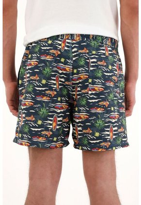 Tennis Pantaloneta De Baño Con Estampado Playero Multicolor Para Hombre