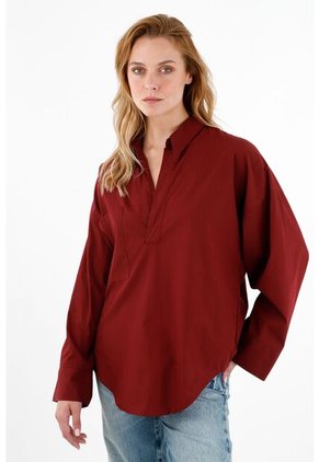 Tennis Camisa Roja En Popelina Para Mujer