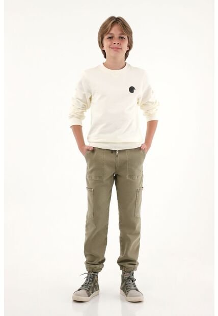 Jean Estilo Jogger Verde Para Niño