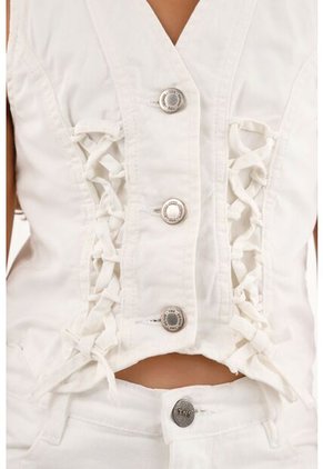 Chaleco Con Detalles Trenzados Crudo Para Niña