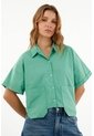 Tennis Camisa Verde Con Ruedo Al Corte Para Mujer de Tennis