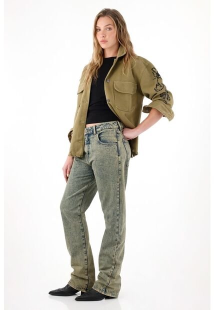 Tennis Jean Recto Tiro Medio Tono Claro Para Mujer