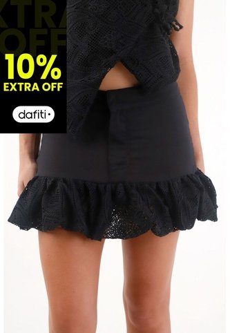 Tennis Falda Corta Con Detalle Tipo Globo Negra Para Mujer Tennis