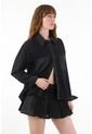 Tennis Camisa Con Detalles De Lentejuelas Y Lino Negra Para Mujer de Tennis