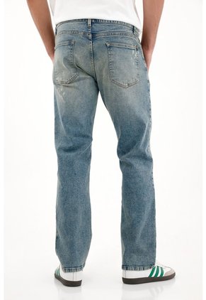 Tennis Jean Recto Con Efecto Salpicado Azul Para Hombre