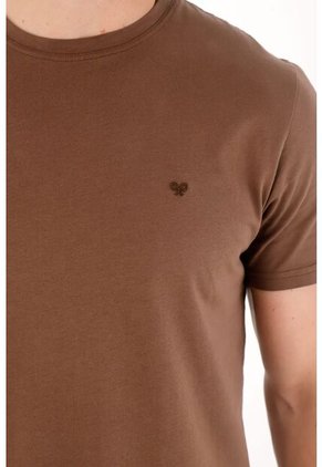 Tennis Camiseta Manga Corta Con Raqueta Bordada Café Para Hombre
