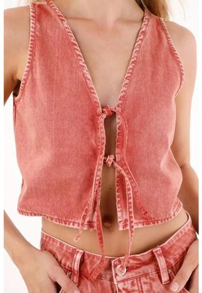 Tennis Chaleco En Bull Denim Rojo Para Mujer