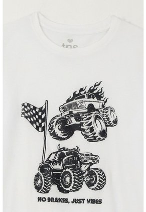 Camiseta Básica Con Estampado Blanca Para Niño