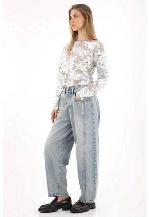 Camiseta Con Efecto Metalizado Manga Larga Para Mujer