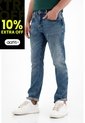 Tennis Jean Recto Tiro Medio Con Desgastes Azul Para Hombre de Tennis