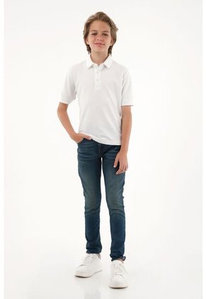 Jean Slim Tiro Medio De Tono Oscuro Para Niño