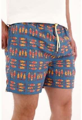 Tennis Pantaloneta De Baño Con Estampado De Peces Para Hombre