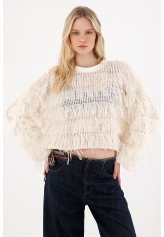 Tennis Buzo Con Detalles De Flecos Crudo Para Mujer Tennis