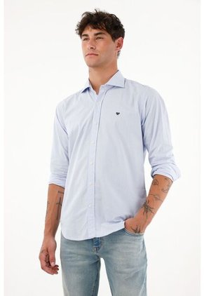 Camisa Azul A Rayas Para Hombre