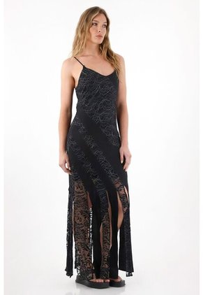 Tennis Vestido Largo Con Mezcla De Telas Y Brillo Para Mujer