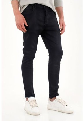 Tennis Jean Super Skinny De Tiro Medio Con Efecto Cuero Para Hombre