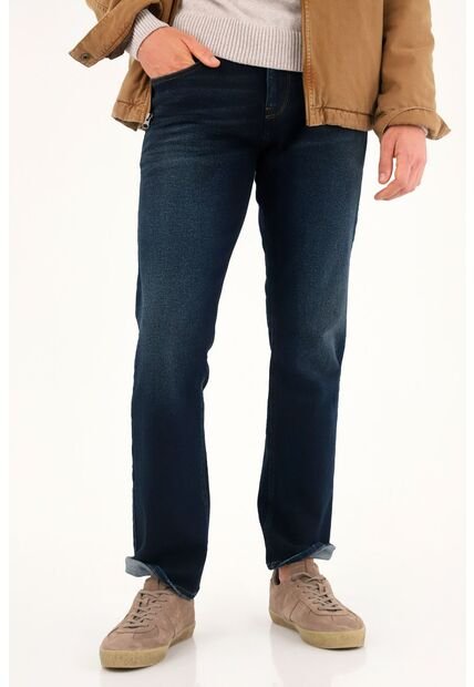 Tennis Jean Azul Recto Tono Oscuro Para Hombre