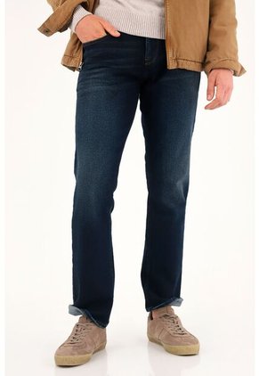 Tennis Jean Azul Recto Tono Oscuro Para Hombre