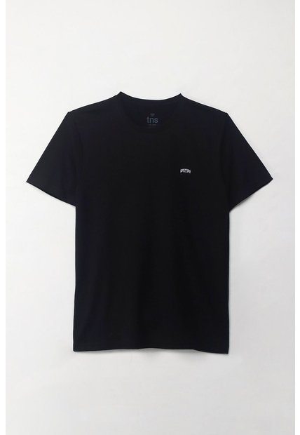 Tennis Camiseta Manga Corta Estampada Negra Con Cuello Definido Para Hombre