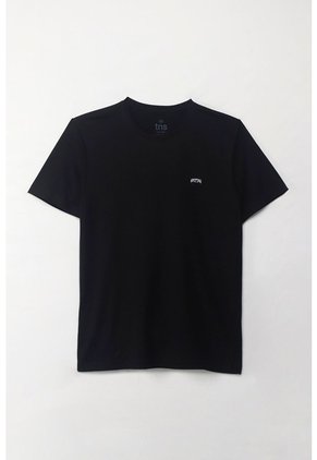 Tennis Camiseta Manga Corta Estampada Negra Con Cuello Definido Para Hombre