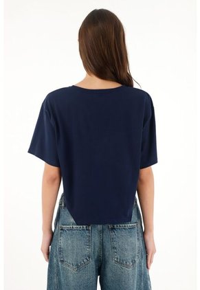 Tennis Camiseta Amplia Con Cortes Laterales Azul Para Mujer