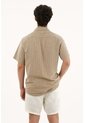 Camisa Café Tipo Bowling Manga Corta Para Hombre de Tennis