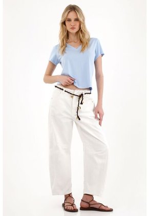 Tennis Camiseta Básica Cuello En V Azul Para Mujer