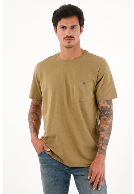 Tennis Camiseta Café En 100% Algodón Con Bolsillo Para Hombre