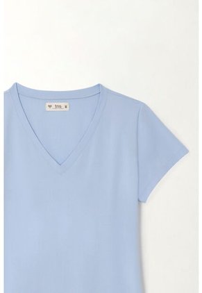 Tennis Camiseta Básica Cuello En V Azul Para Mujer