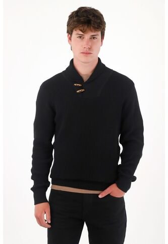 Tennis Buzo Tejido Cuello Alto Negro Para Hombre Tennis