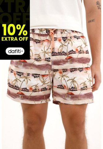 Tennis Pantaloneta De Baño Con Estampado De Palmeras De Silueta Amplia Para Hombre Tennis