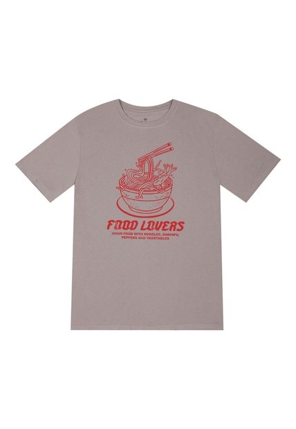 Tennis Camiseta Gris Con Estampado Frontal Para Hombre