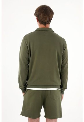 Tennis Buzo Tipo Polo Con Bolsillo Canguro Verde Para Hombre