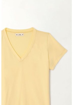 Tennis Camiseta Básica Cuello En V Amarilla Para Mujer