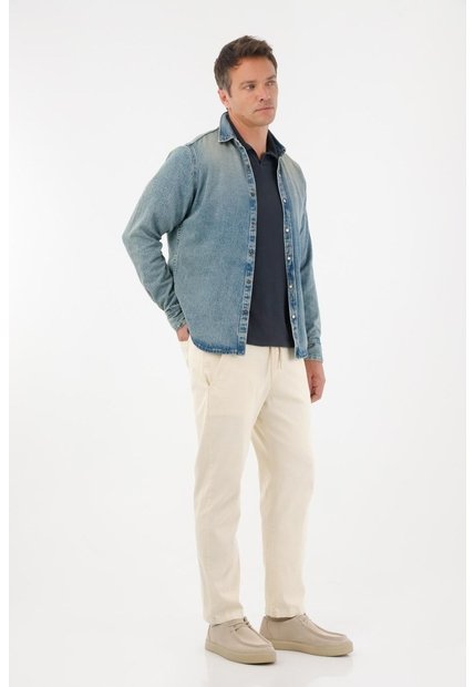 Tennis Pantalón Recto En Corduroy Crudo Para Hombre