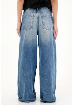 Tennis Jean Wide Leg De Tiro Medio Oscuro Para Mujer