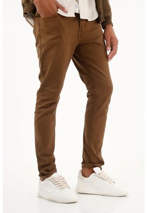 Pantalón Skinny Café Con Teñido Para Hombre