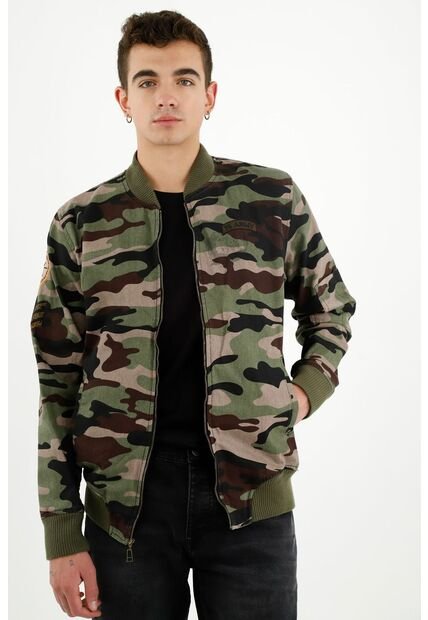 Chaqueta Tipo Bomber Estampado Camuflado Para Hombre