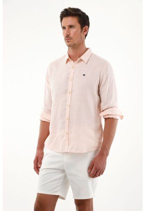 Camisa Rosada En Lino Para Hombre