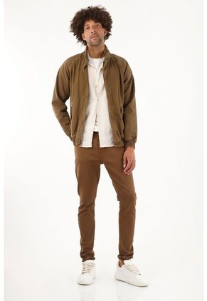 Pantalón Skinny Café Con Teñido Para Hombre