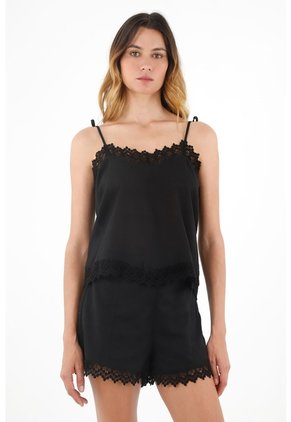 Tennis Camisa Negra De Tiras Ajustables Para Mujer