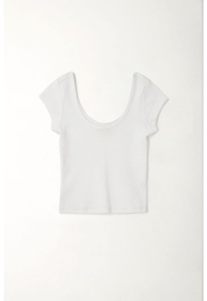 Tennis Camiseta En Rib Ajustada Blanca Para Mujer
