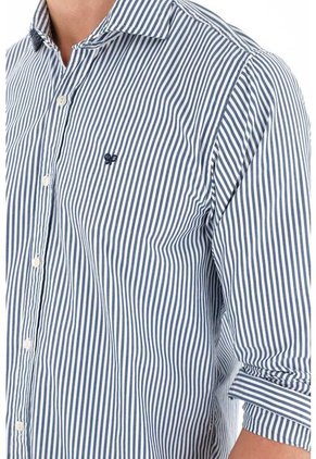 Tennis Camisa Azul Manga Larga Con Diseño A Rayas Para Hombre