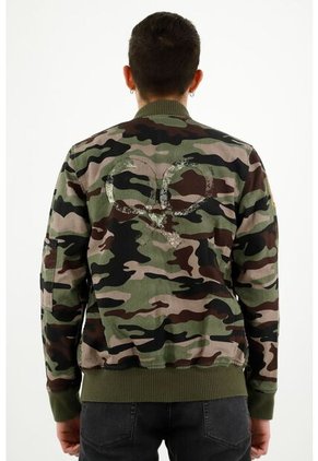 Chaqueta Tipo Bomber Estampado Camuflado Para Hombre