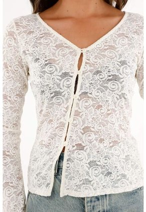 Camiseta Con Tela Tipo Encaje Para Mujer