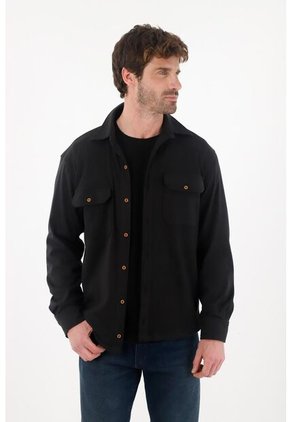 Tennis Camisa De Cuello Clásico Negra Para Hombre